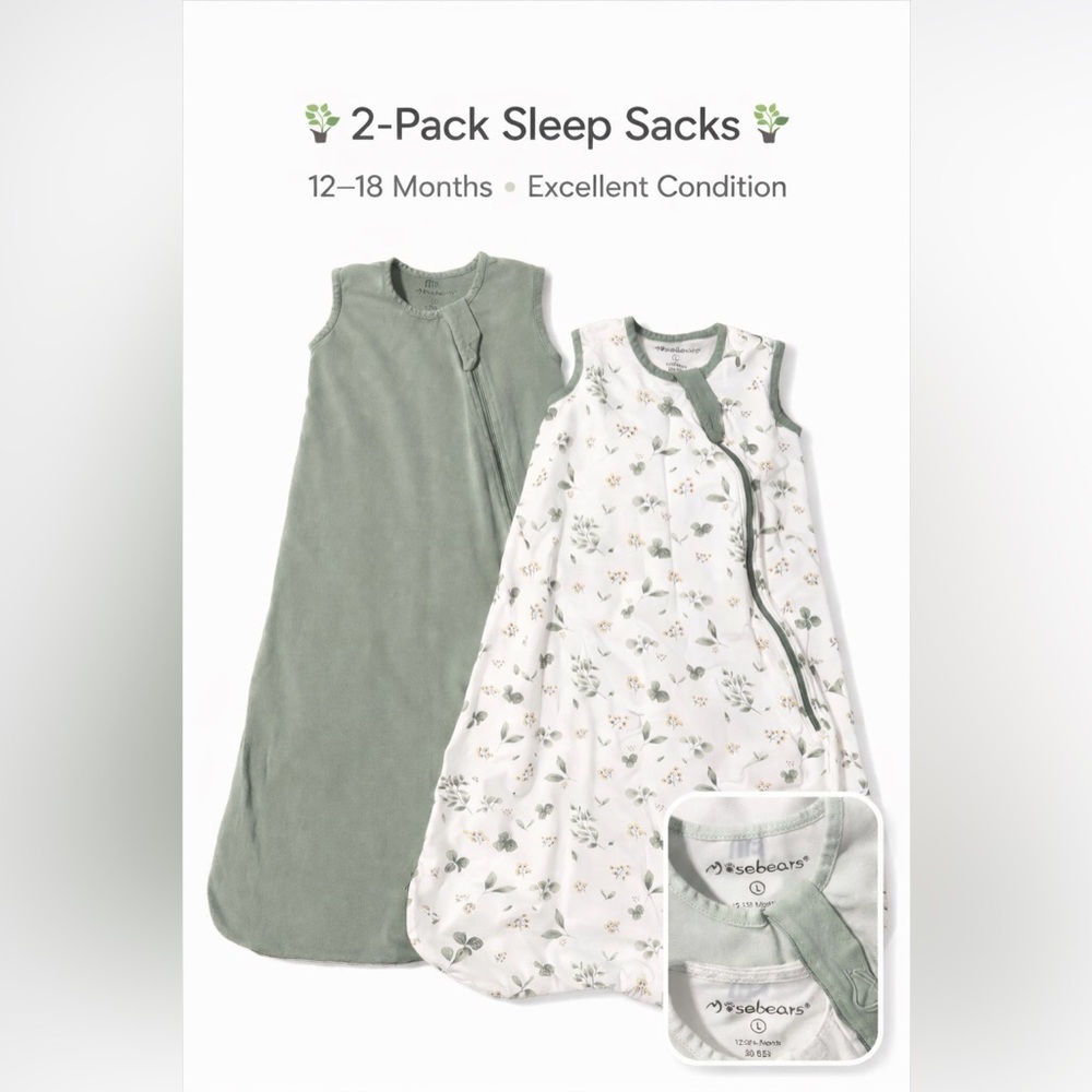 Mosebears Sleep Sack 2-Pack 12–18 Months 0.5 TOG Wearable Blanket Baby Toddler